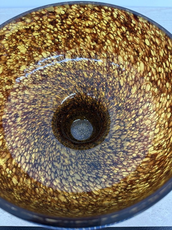 Image 1 of Italian murano glass with brass center piece bowl , 1970s