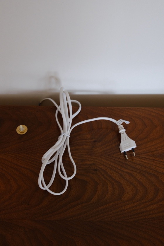 Comodini vintage in radica con due cassetti e luci integrate, Legno, Marrone (foto 11 di 11)
