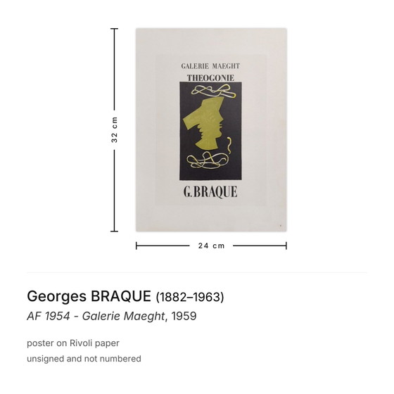 Image 1 of Georges BRAQUE AF 1954 - Cartel de la Galería Maeght 1959
