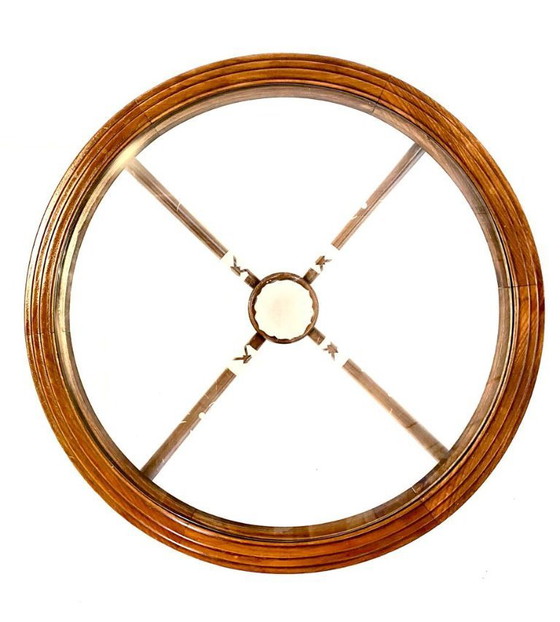 Image 1 of 1x Vintage Round Wood Coffee Tabe with Spider Legs by Paolo Buffa for Brugnoli