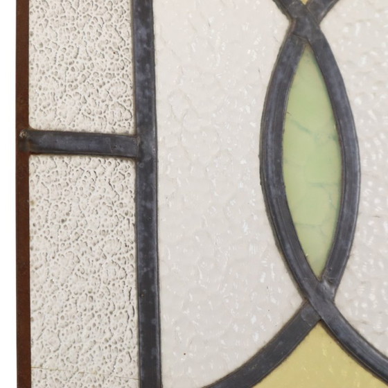 Art Deco Glasraam Glas in Lood Geometrisch 85x24cm – Decoratieve objecten, Vintage (photo 12 of 18)