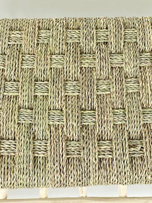 Panchina marocchina in foglie di palma intrecciate a mano - Seduta rustica in stile boho 100cmx40cm