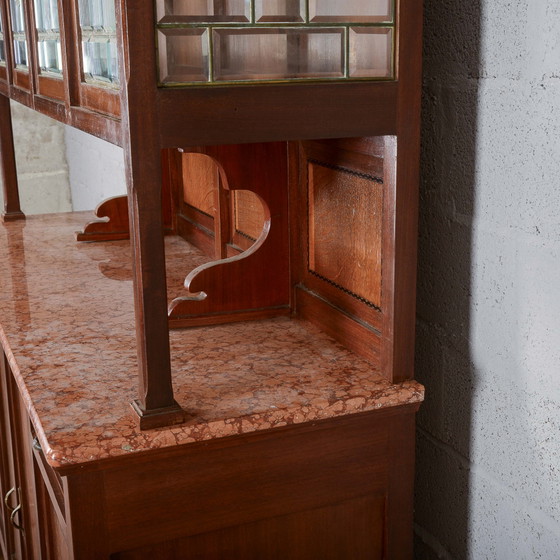 Tweedelig buffetkast met vitrine en vier deuren – Buffetkasten, Marmer, Metaal, Art Nouveau (photo 16 of 16)