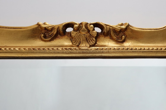 Image 1 of French Vintage square carved wooden gilded mirror in Baroque style