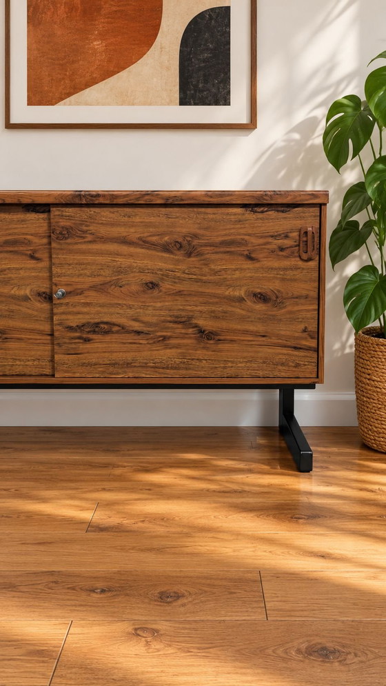 MEX Mobelfabrik vintage Sideboard, Metal, Wood, Black (photo 4 of 9)
