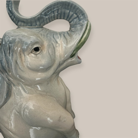 Image 1 of Antique Majolica elephant carafe izgst
