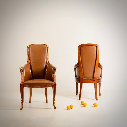 LOUIS MAJORELLE, Viorne armchairs, circa 1910