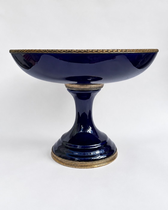 Tazza in Porcellana Blu Cobalto Stile Sèvres, Metallo Dorato, Fine XIX Secolo – Oggetti decorativi, Bronze (photo 4 of 9)
