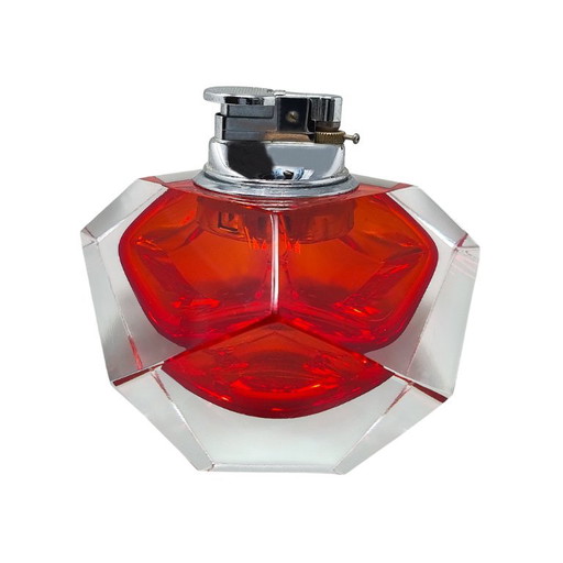 1960s Stunning Red Table Lighter in Murano Sommerso Glass By Flavio Poli for Seguso