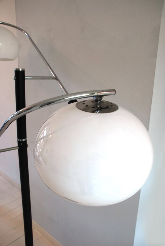 Image 1 of White Dijkstra Mushroom Swing Arm Space-Age Floor Lamp
