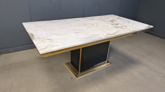 Image 1 of Vintage white marble and brass dining table, 1970s