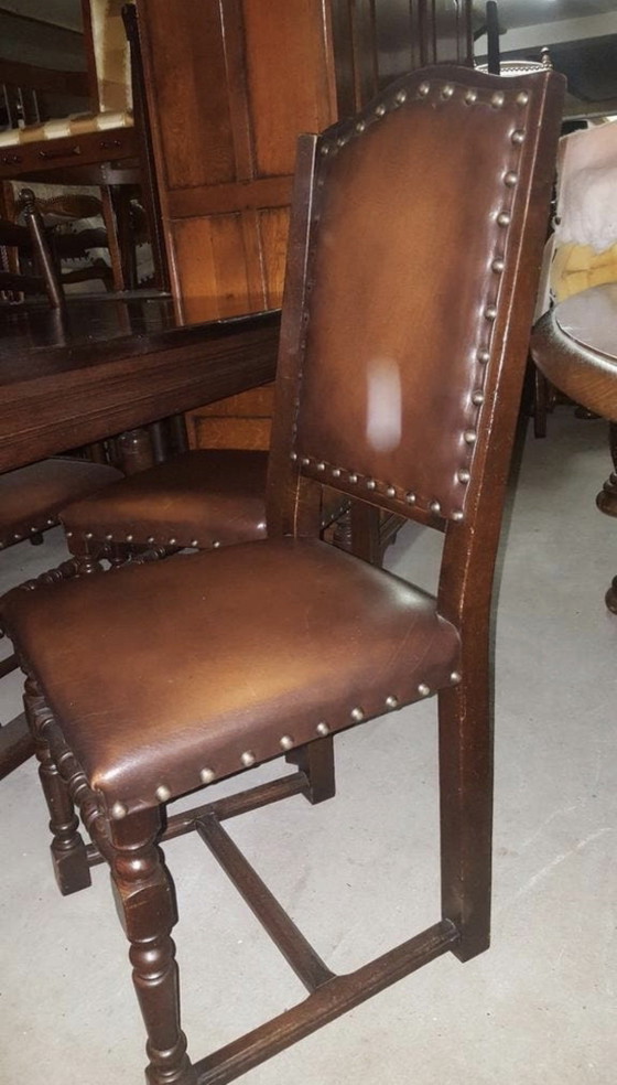 Image 1 of Antique oak dining room with 4 chairs