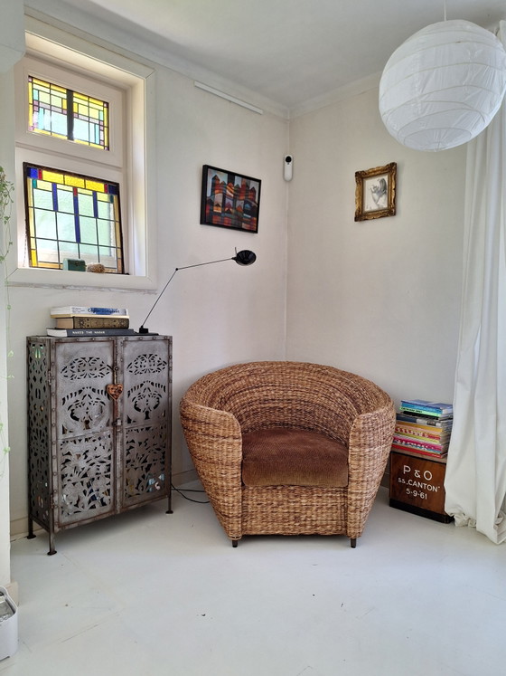 Image 1 of Fauteuil lounge vintage unique en forme de grande feuille de bananier