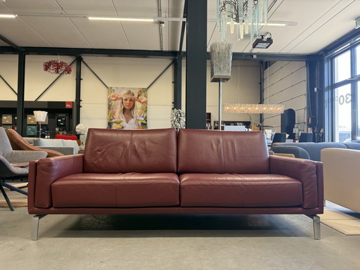 Leolux Bellice 3 Seater sofa & 1 Seater + Footstool Senso Granata leather
