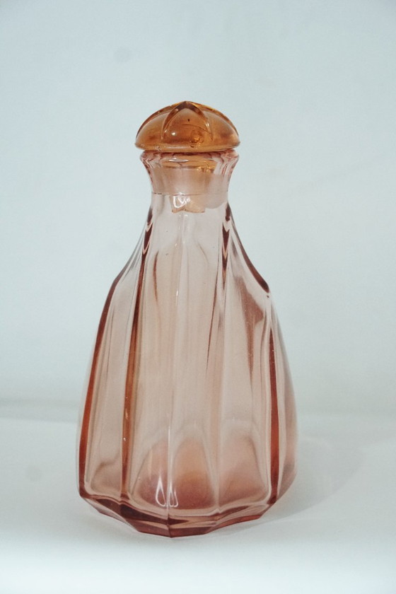 Image 1 of Vintage Art Deco Pink Rosalin Glass Decanter with Stopper | 1930s