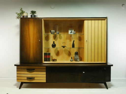 Vintage highboard with bar, living room cabinet, 60s, Germany
