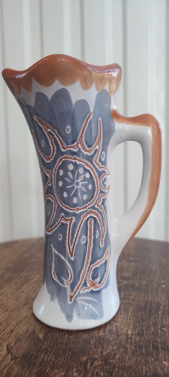 Image 1 of Pitcher by Margot Plançon Le Mont-Dore Double-sided decoration from the 50s