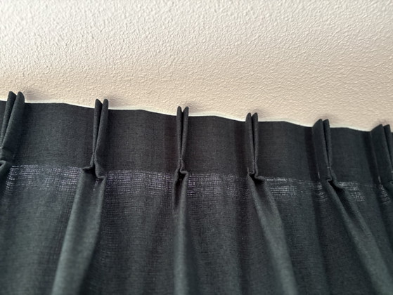 Image 1 of Floor-to-ceiling dark blue curtains