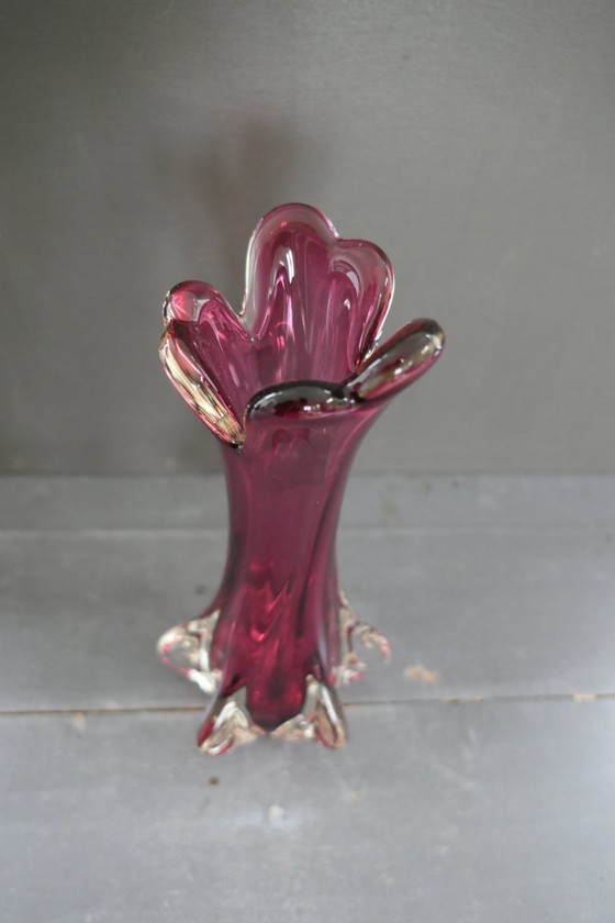 Image 1 of Vase vintage Chambord Fratelli Toso Murano rouge vin