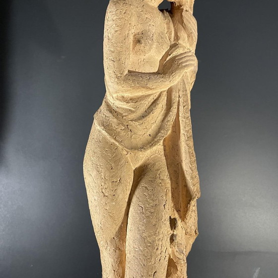 Gedrapeerde Naakte Vrouw Terracotta Beeldhouwkunst door Alphonse Darville, 1959 (photo 4 of 13)