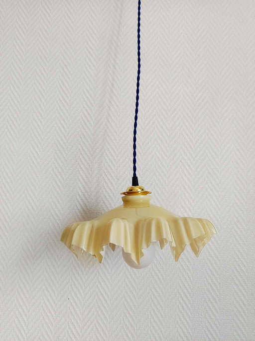 Art Deco draped yellow glass pendant light
