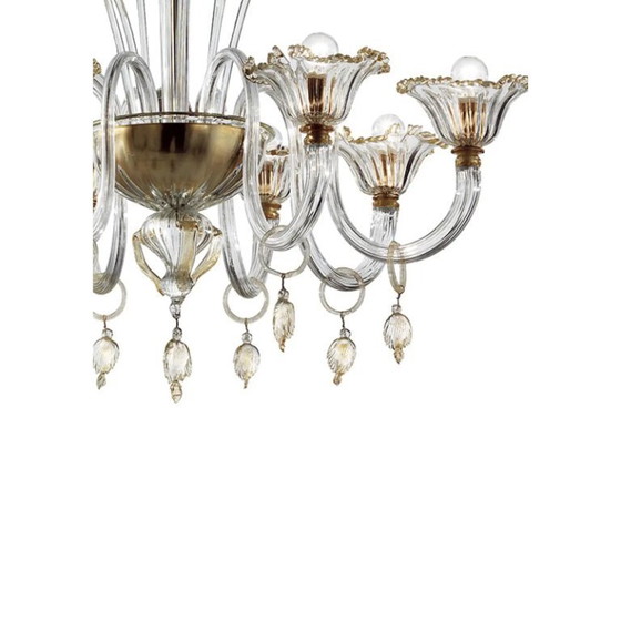 Image 1 of Elegant Romantic Murano Glass Chandelier With Floral Accents