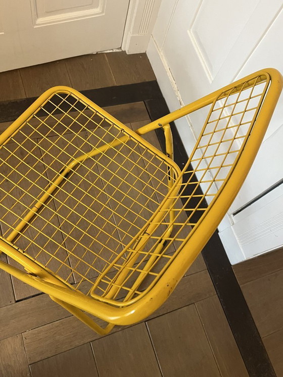 Image 1 of 3x Vintage folding chair by Niels Gammelgaard, two shades of blue and yellow