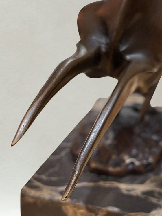 Image 1 of Bronze sculpture – Galloping horse – Signed Milo – Marble base