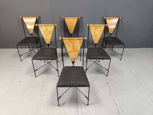 Set Of 6 Post Modern Dining Chairs, 1970S 