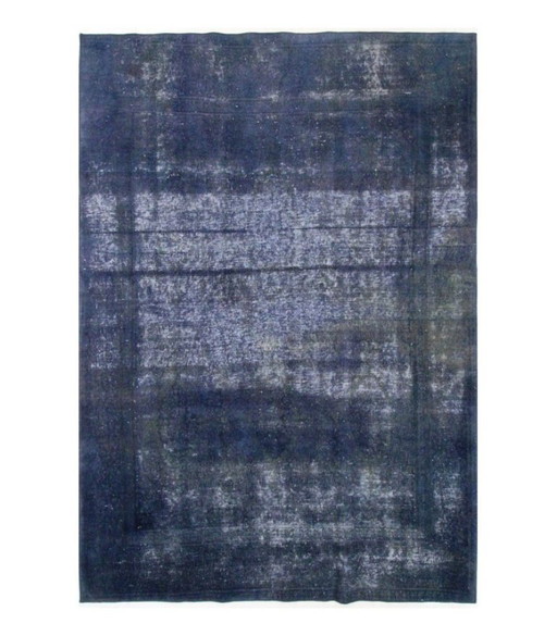 Alfombra Oriental Anudada a Mano Vintage Art Clásico y Diseño en Relieve 276 x 194 cm Color Azul, Gris