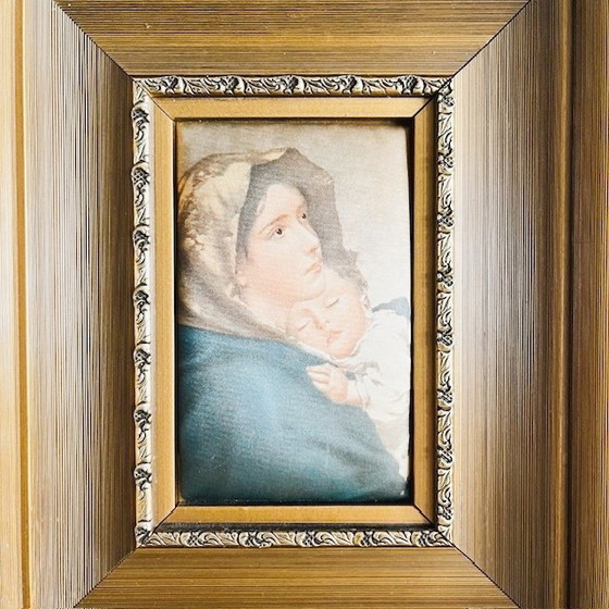 Image 1 of Set of Vintage Silk Paintings with Gold Frames 1960s