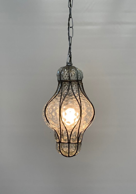 Image 1 of Murano lantern chandelier made in Italy 1970