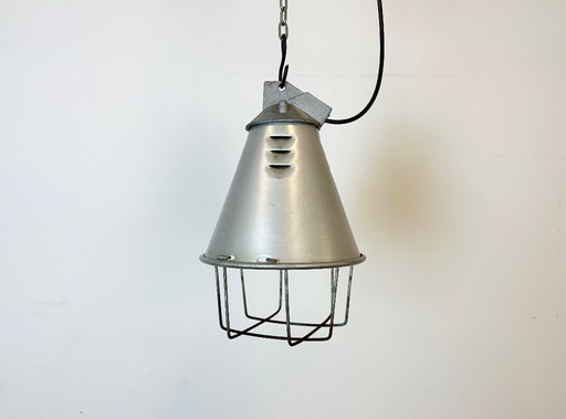Grey Industrial Aluminium Cage Pendant Lamp, 1970s