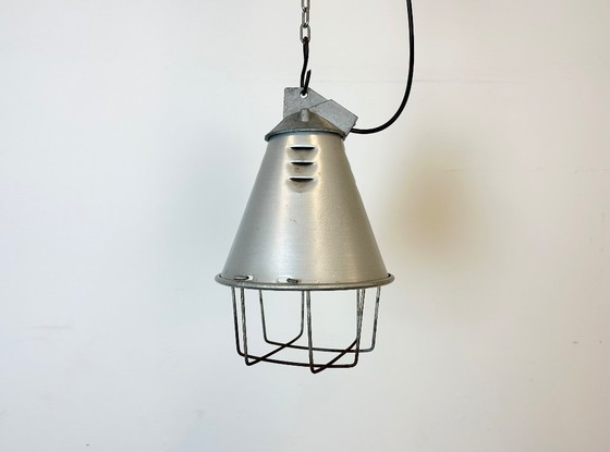 Image 1 of Grey Industrial Aluminium Cage Pendant Lamp, 1970s