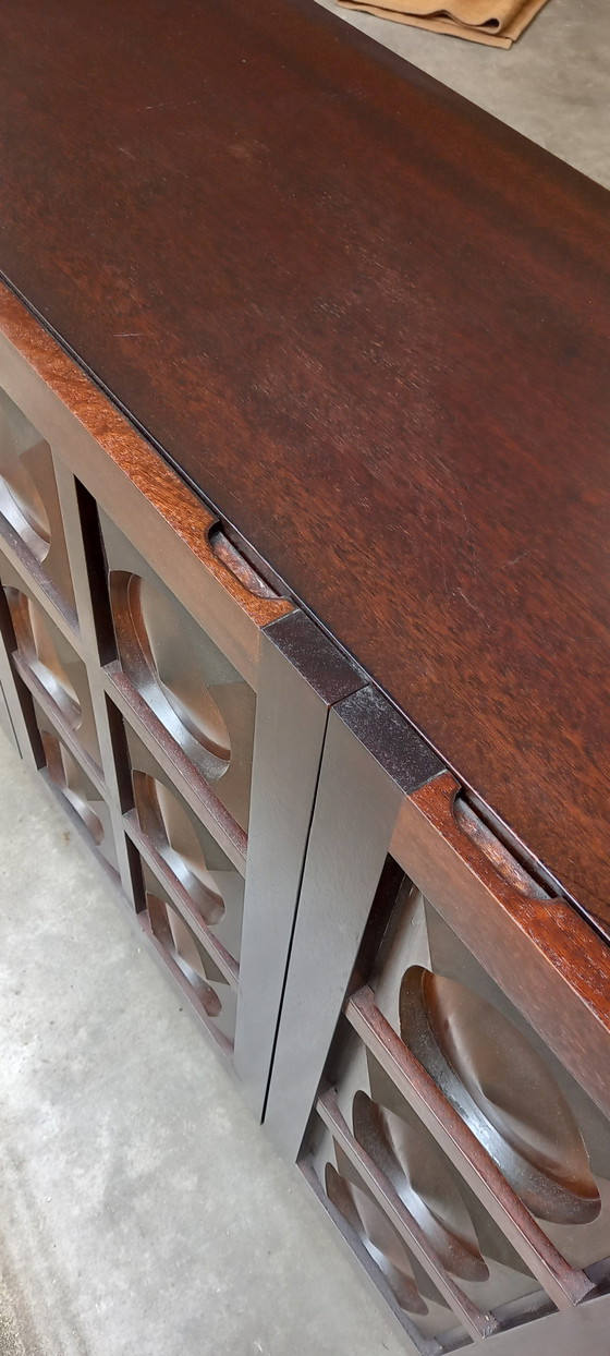Image 1 of Sideboard Vintage Mahogany Brutalist Dresser 1970's