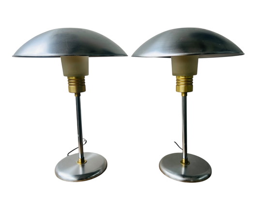 Image 1 of Set furgoneta 2 vintage IKEA ufo tafellampen | lámpara de mediados de siglo tipo B0208