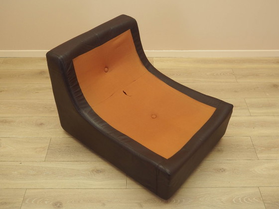 Image 1 of Fauteuil en cuir marron, design italien, années 1960, fabrication : Italie