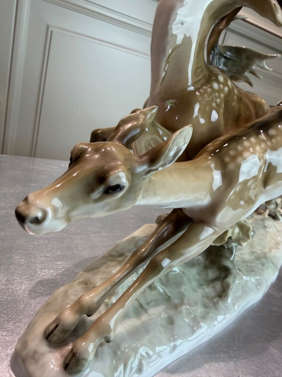 Image 1 of Karl Tutter – Large group of fallow deer – Lorenz Hutschenreuther Selb – Art Department