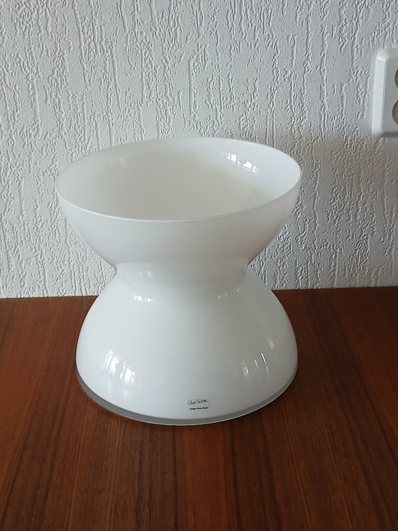 Image 1 of Diabolo XL Vase - Anne Nilsson - Ikea - White Opaline - 1990s