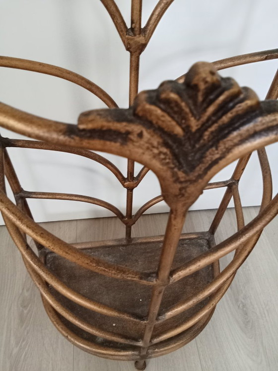 Image 1 of 3 delig Palazzo art / art nouveau vestibule set spiegel kapstok paraplu houder goud metaal kleur