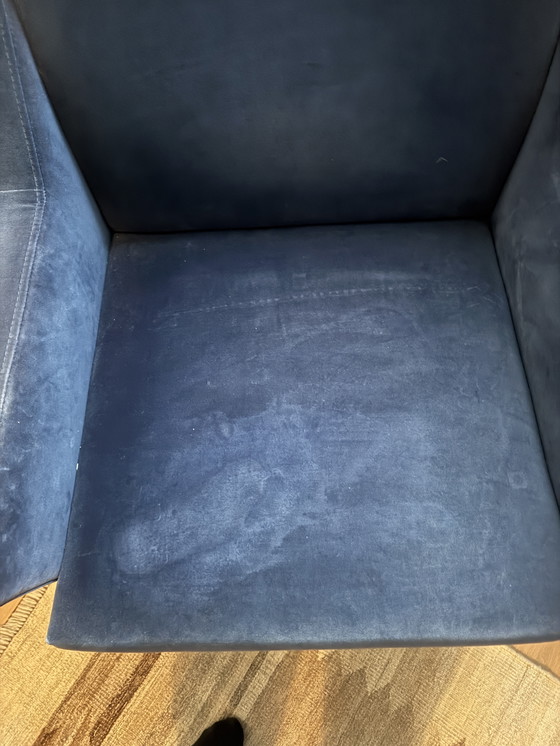 Image 1 of Set of 2 Blue Velvet Armchairs