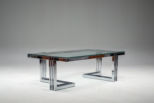 Vintage Coffee Table in Chrome and Glass, 1960s