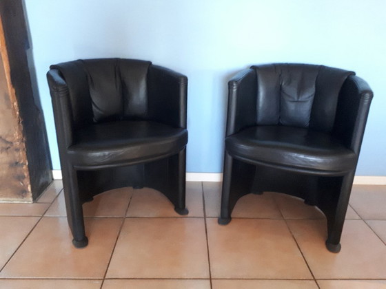 Image 1 of Four Rolf Benz armchairs in black leather