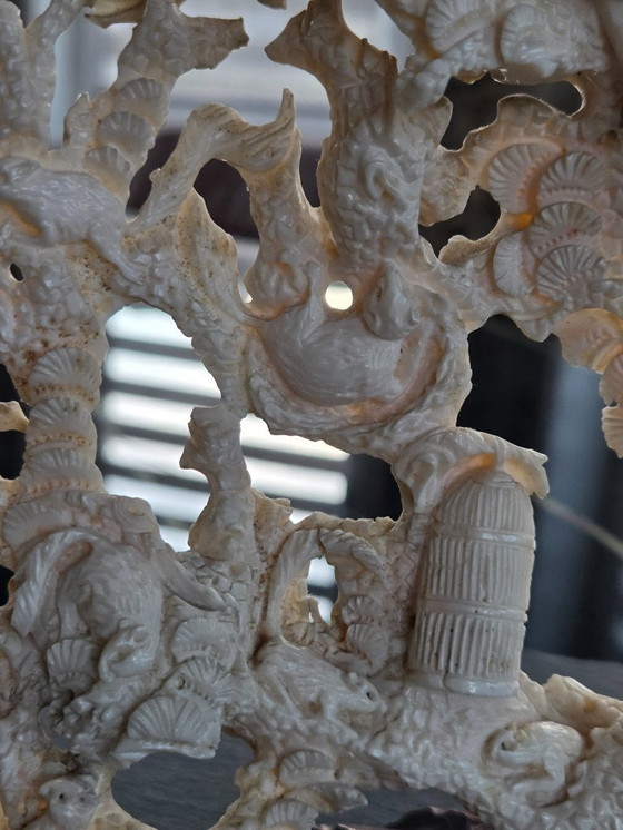 Image 1 of 20th century sculpted group in white coral (ref 4121)