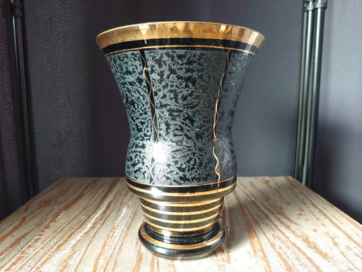 Vase Art Déco en hyalite, verrerie De Rupel Boom