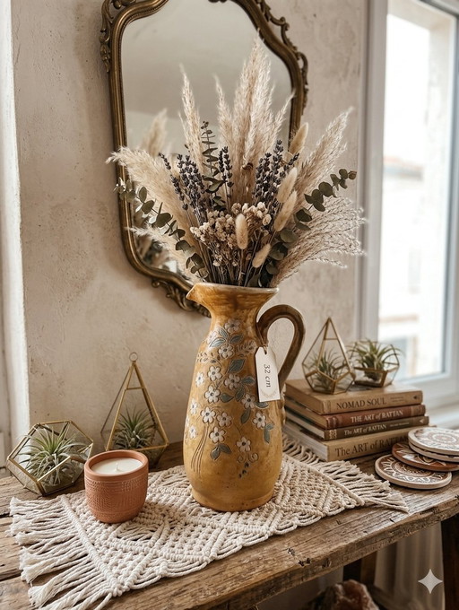Grande brocca artistica di Bouffioulx, firmata Dubois, Belgio