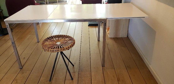 Pastoe Dining Table / Desk, Cees Braakman Tu30, Chrome, Plastic, White (photo 4 of 5)