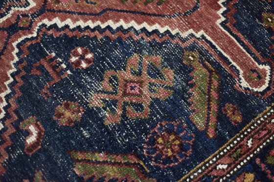 Image 1 of Vintage Hand-Woven Oriental Nomadic Tribal Shiraz Qashqai Rug, 1940s