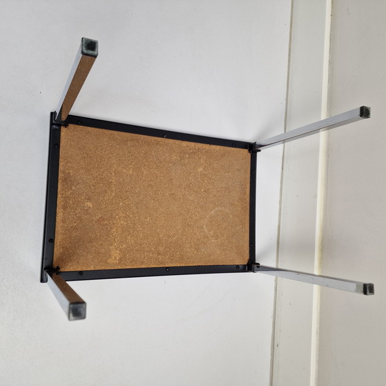 Image 1 of Tavolino vintage in piastrelle Adri Belgique. Tavolino belga con piastrelle e decoro floreale. Rettangolare.