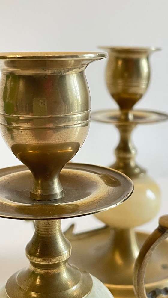 Image 1 of Candelieri vintage in onice, marmo e ottone